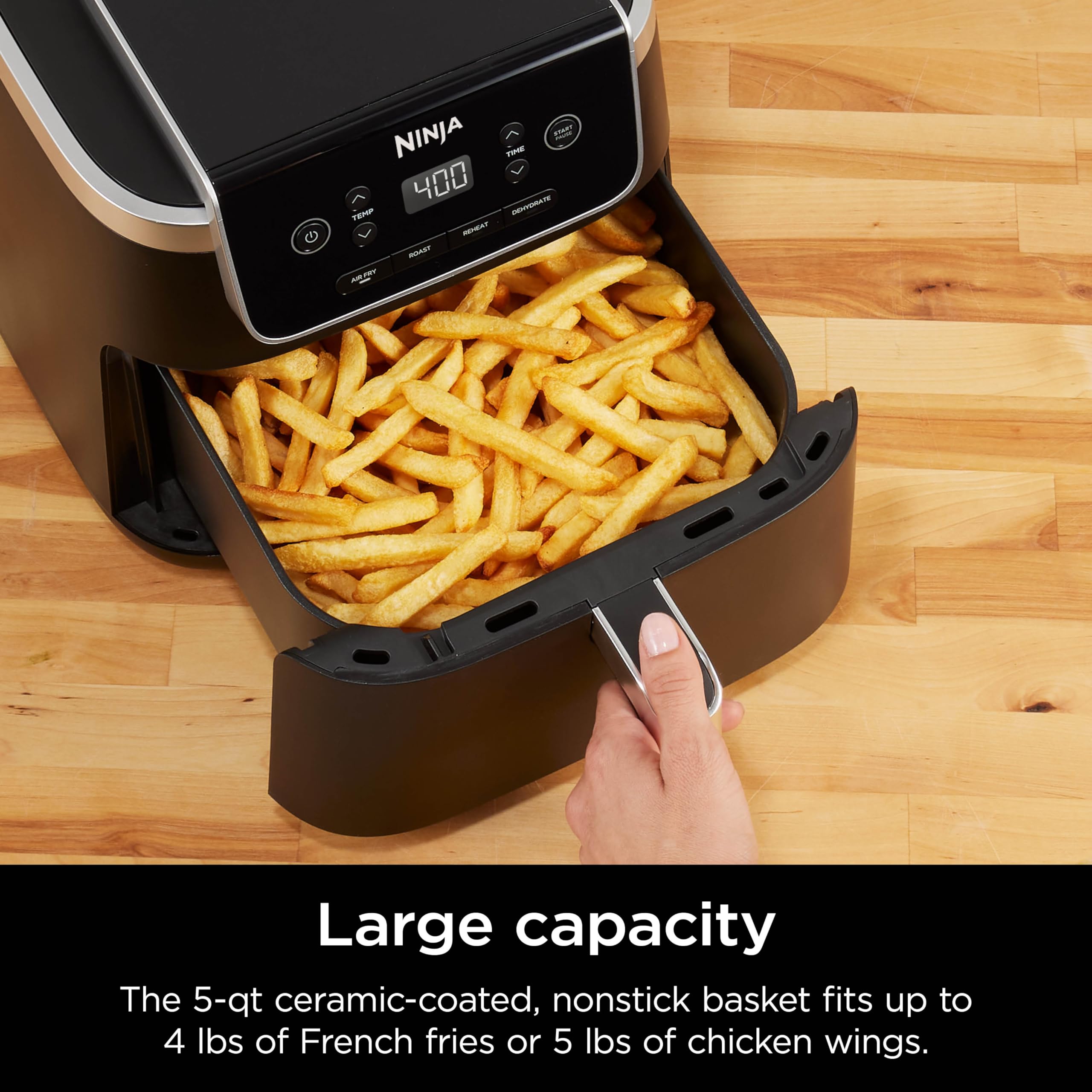 Ninja Air Fryer Pro panel de controles sencillo para uso diario.