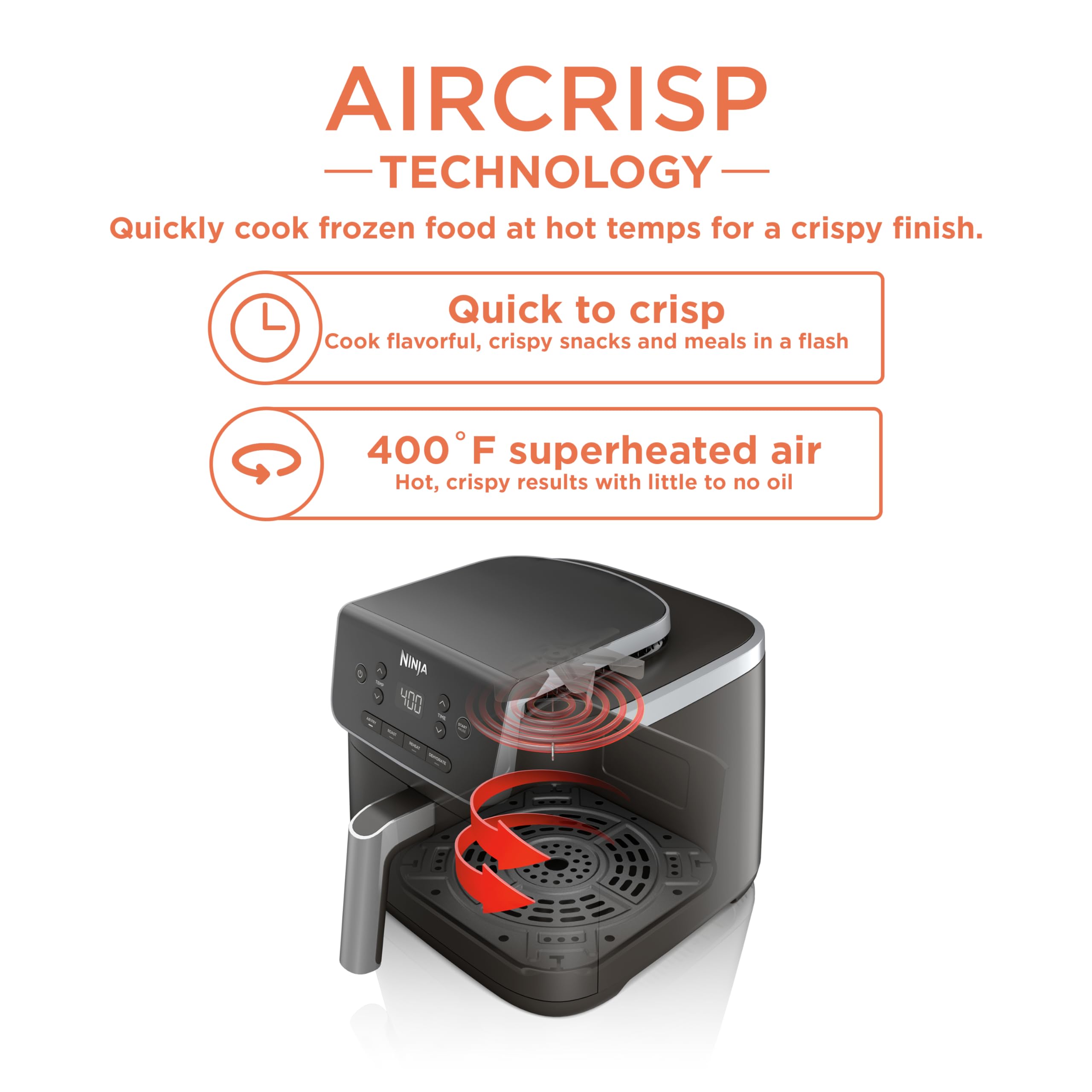 Ninja Air Fryer Pro con plato crujiente para resultados crujientes con poco aceite.