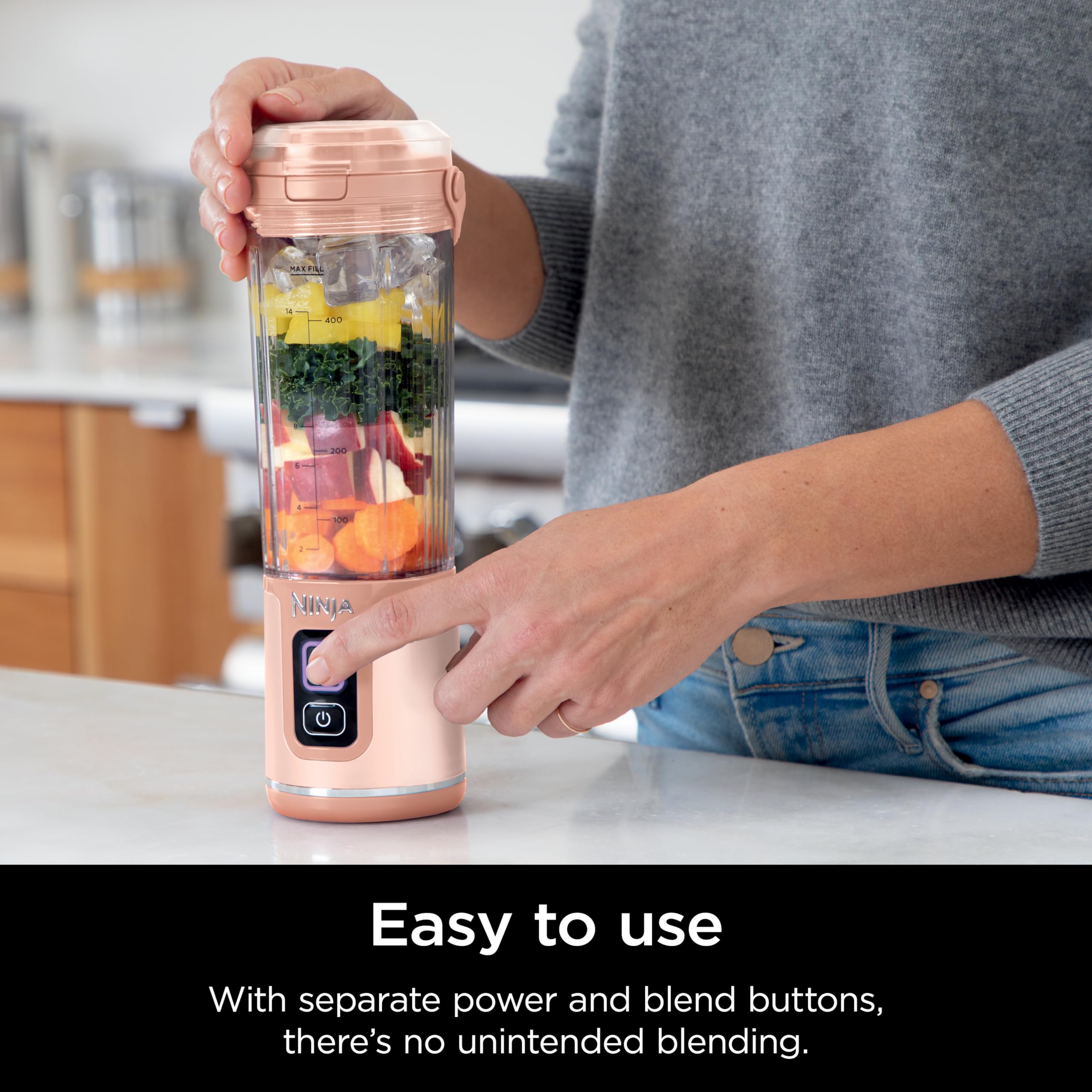 Vaso Ninja Blast de 18 oz en piedra para smoothies fríos