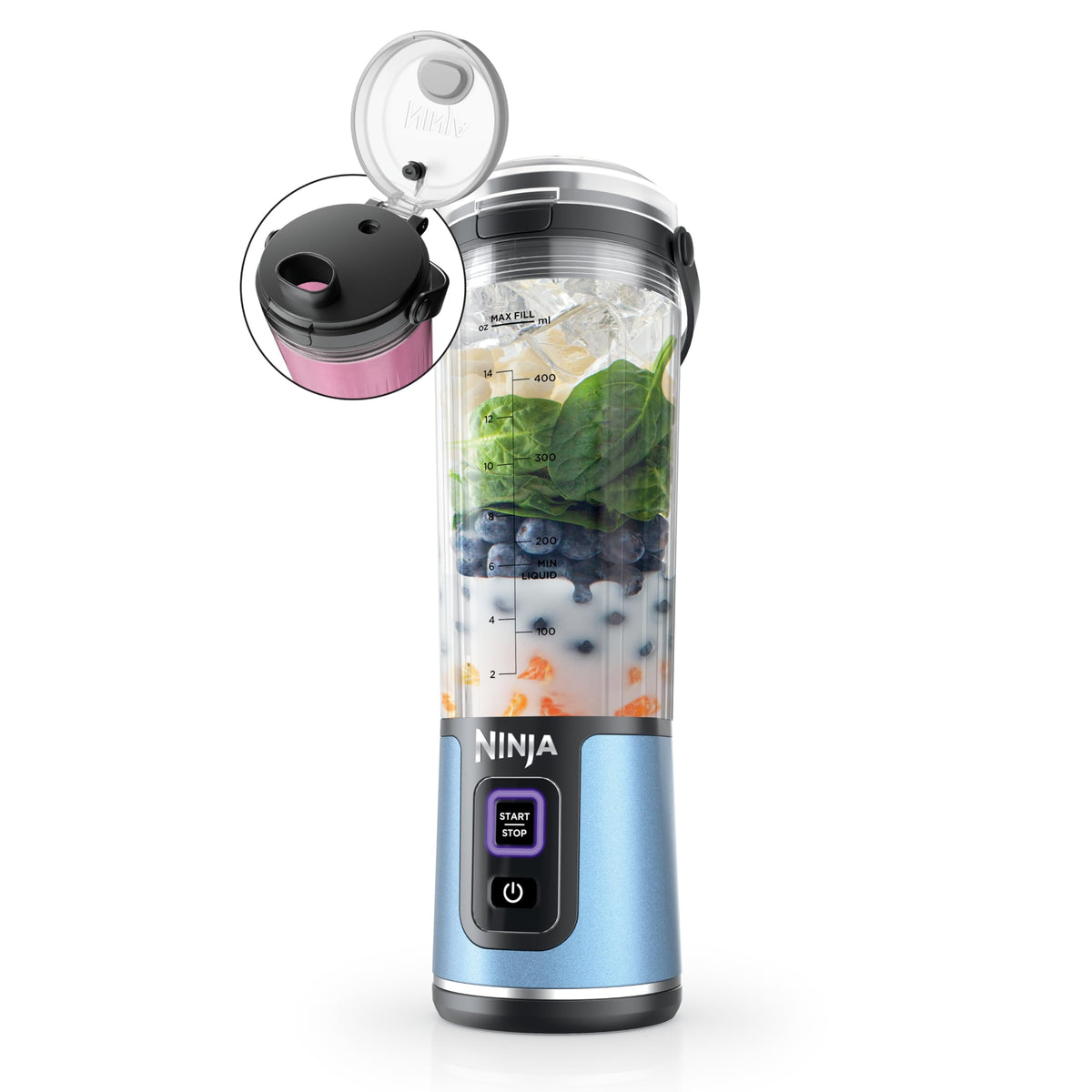 Ninja Blast licuadora portátil con vaso de 18 oz para batidos rápidos en cualquier lugar.