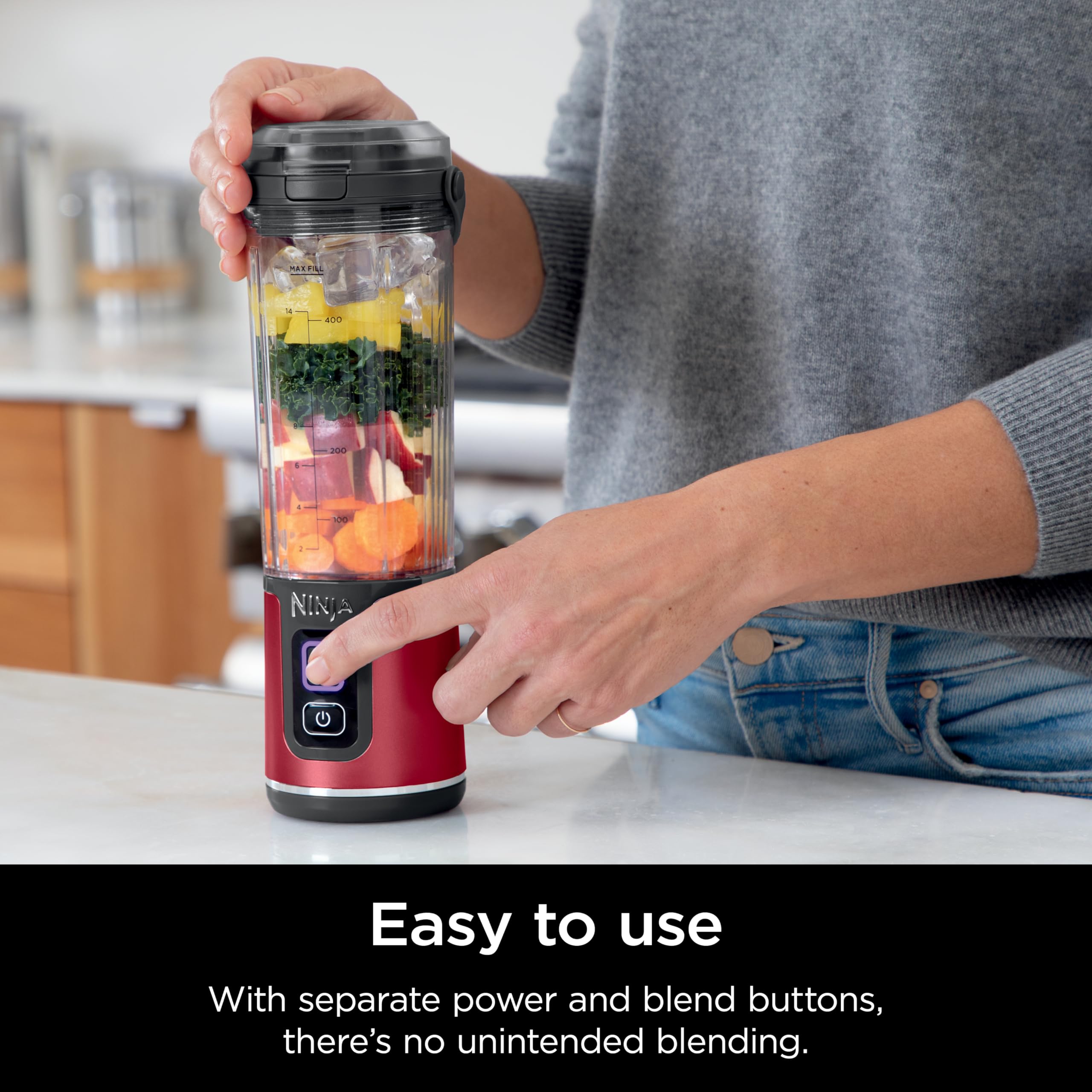 Vaso Ninja Blast de 18oz, uso rápido para smoothies en movimiento