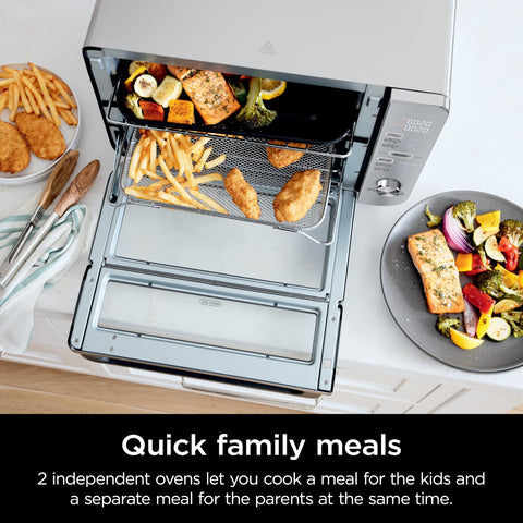 Ninja Double Stack XL: capacidad familiar para alitas, filetes y pollo entero.