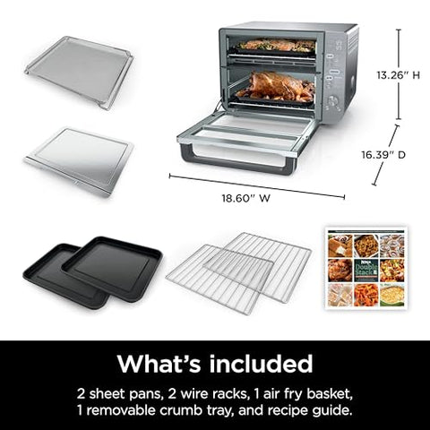 Ninja Double Stack XL: acabado de acero inoxidable para una cocina moderna.