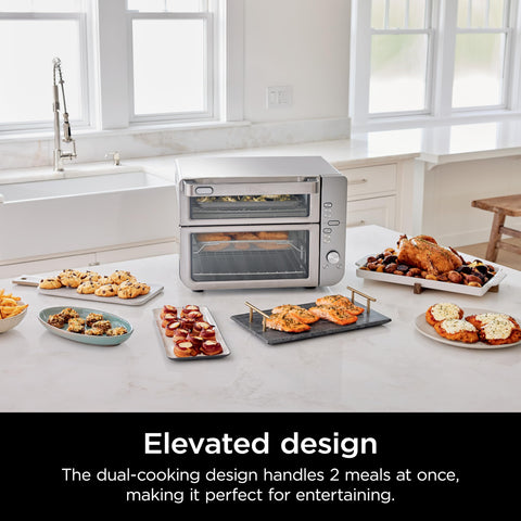 Ninja Double Stack XL: tecnología DualZone para cocinar dos comidas simultáneamente.