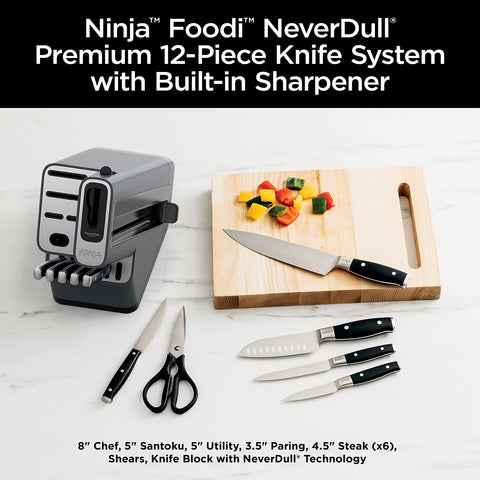 Cuchillo santoku Ninja Foodi NeverDull de 5 pulgadas con filo limpio.