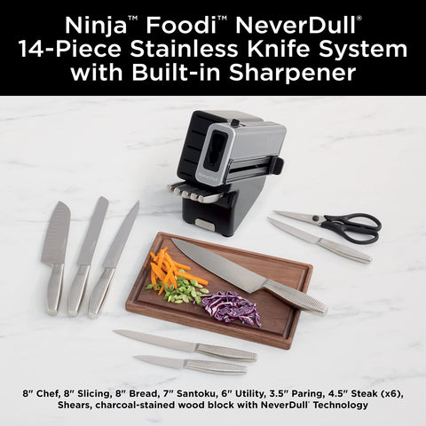 Ninja NeverDull: cuchillo chef de 8 pulgadas para cortes precisos.