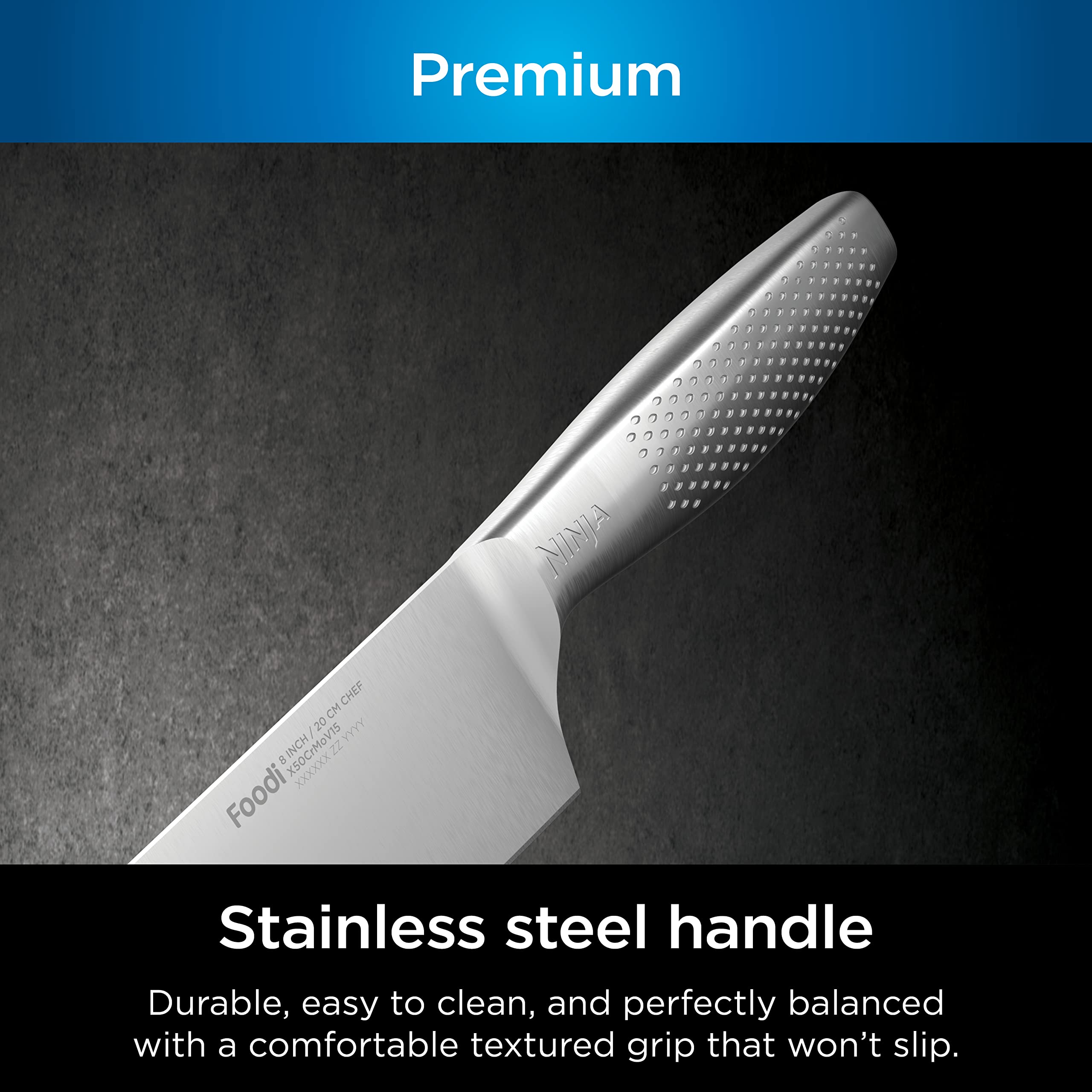 Ninja NeverDull: cuchillo santoku de 7 pulgadas para tareas versátiles.