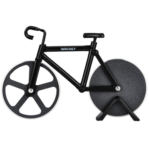 Ninonly cortador pizza en forma de bici con ruedas dobles para cortes precisos