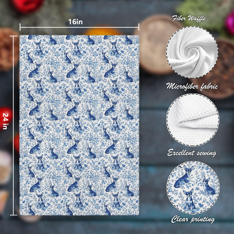 Toallas Nipil para baño con Chihuahua azul y blanco, decoración elegante y uso diario.