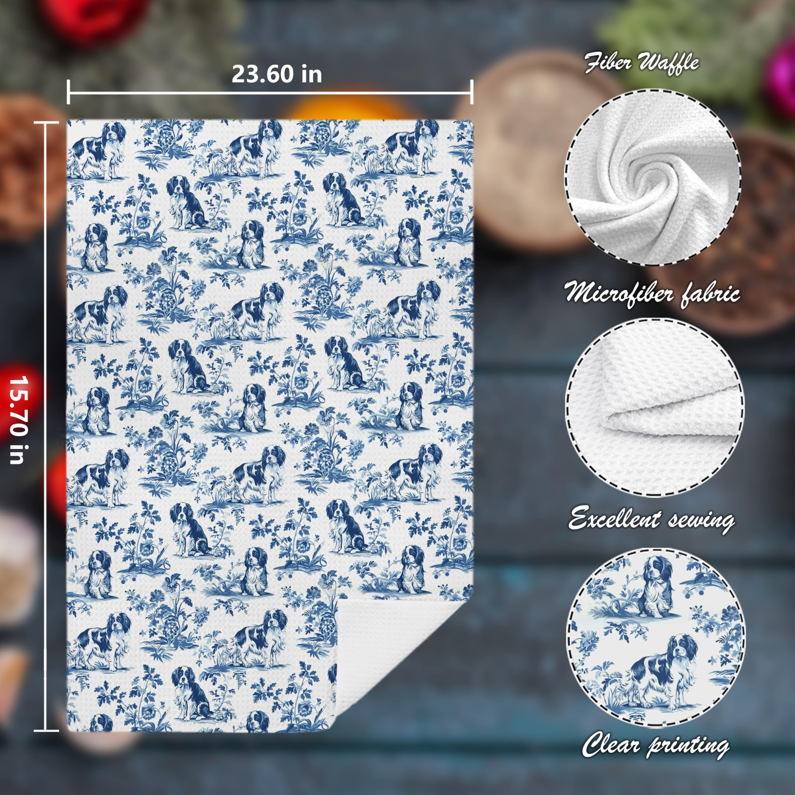 Toalla Nipil decorativa con motivos florales azul y blanco para hogar.