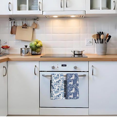 Toalla Nipil con diseño interior azul blanco de lujo floral.