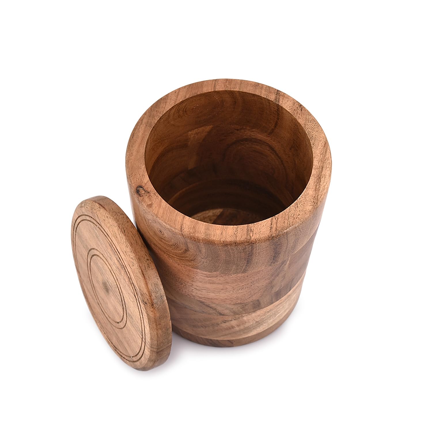 Tarro NIRMAN de acacia para harina, protege contra humedad.