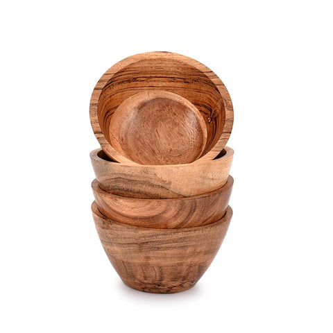 NIRMAN tazones acacia, juego de 4, embellecen la mesa para comidas y postres.
