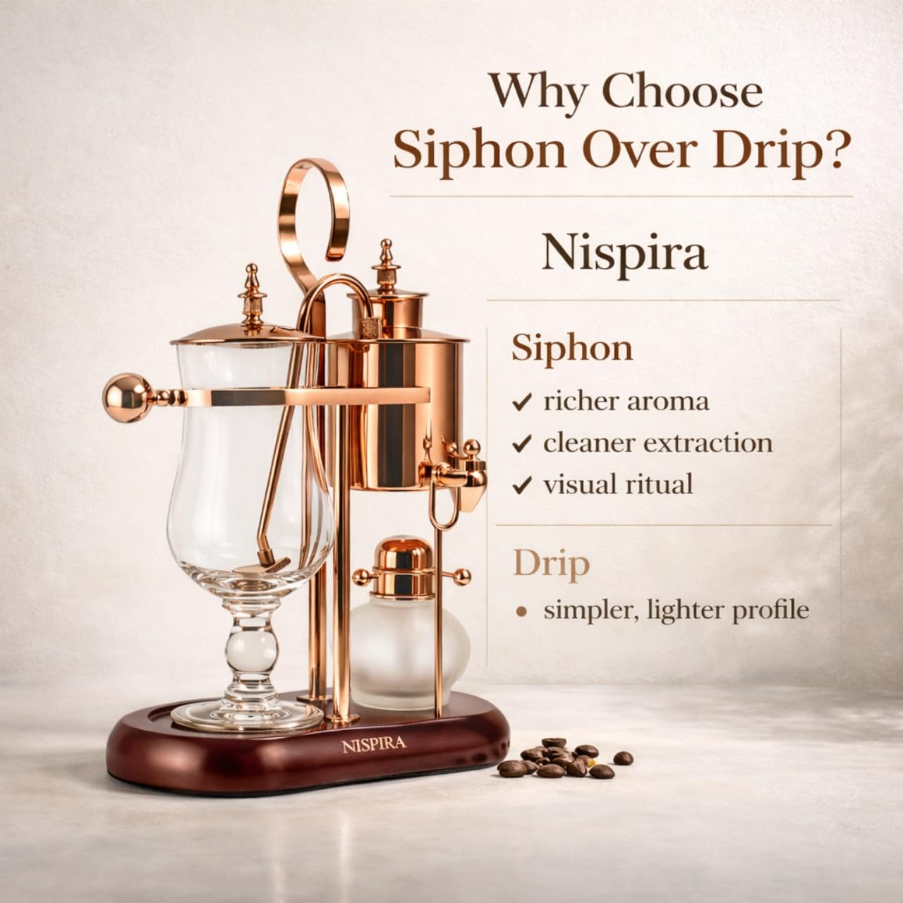 Fácil limpieza de la cafetera sifón Nispira