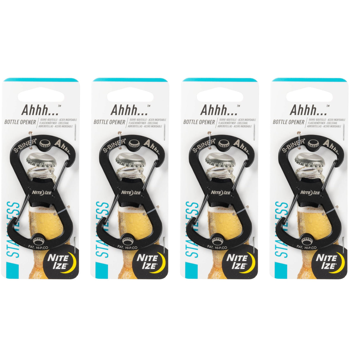 Nite Ize Ahhh... abrebotellas de acero inoxidable, doble apertura para facilitar bebidas
