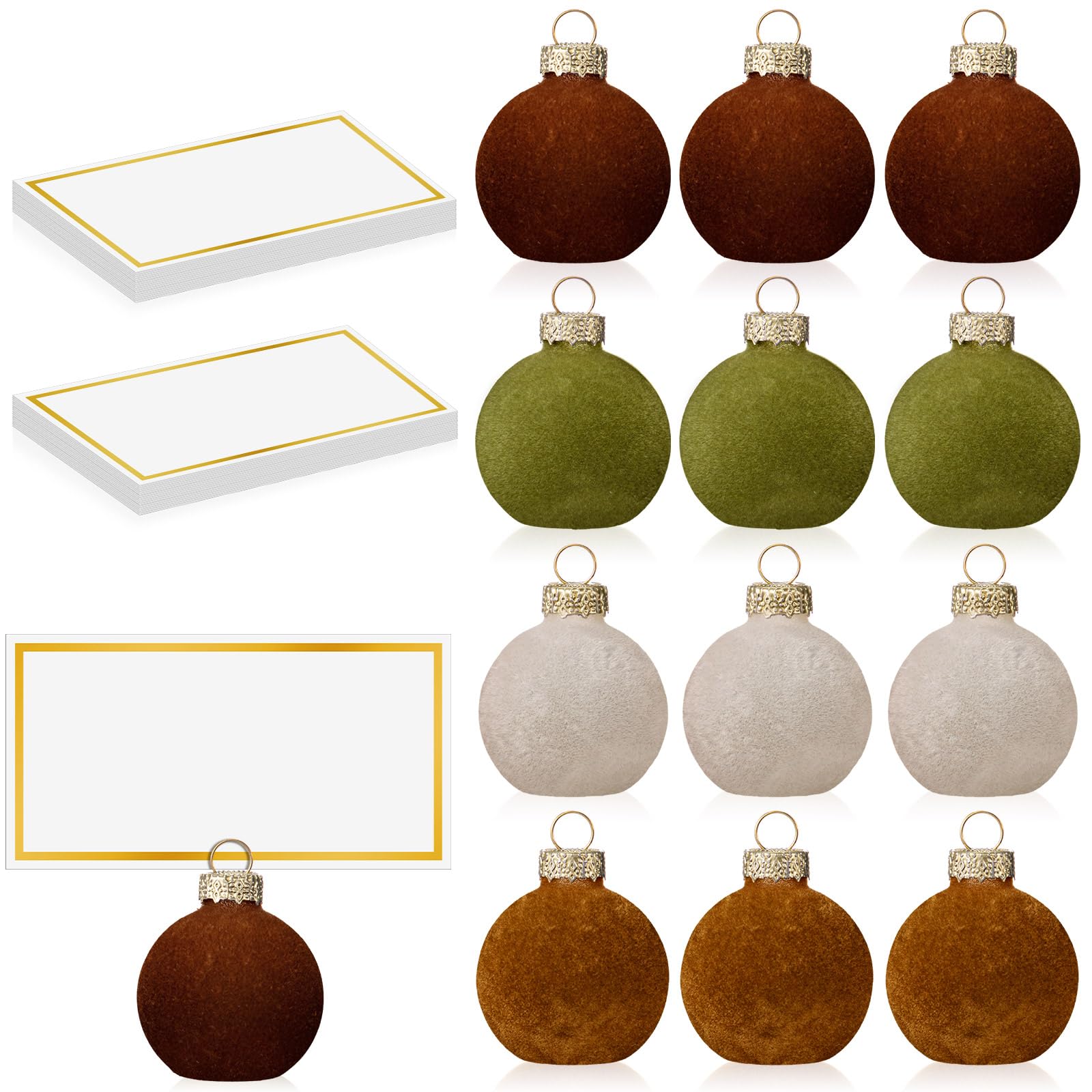 Nitial bolas de terciopelo para ornamento-tarjeta: identifica asientos en la mesa