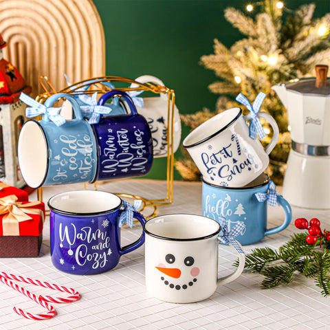 Conjunto de tazas navideñas Nitial, nueve piezas para decorar y servir.