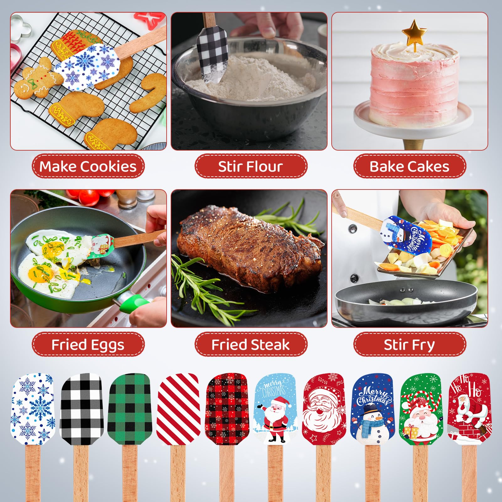 Espátula Nitial con diseño retro navideño para cocinar con estilo.