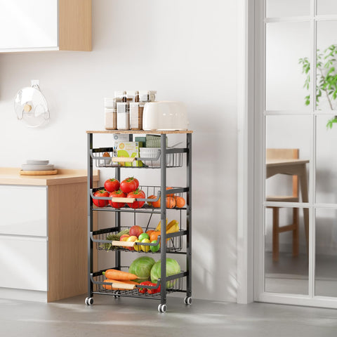NiuYichee cesta-frutas-5-capas-superficie-madera: base estable para electrodomésticos pequeños.