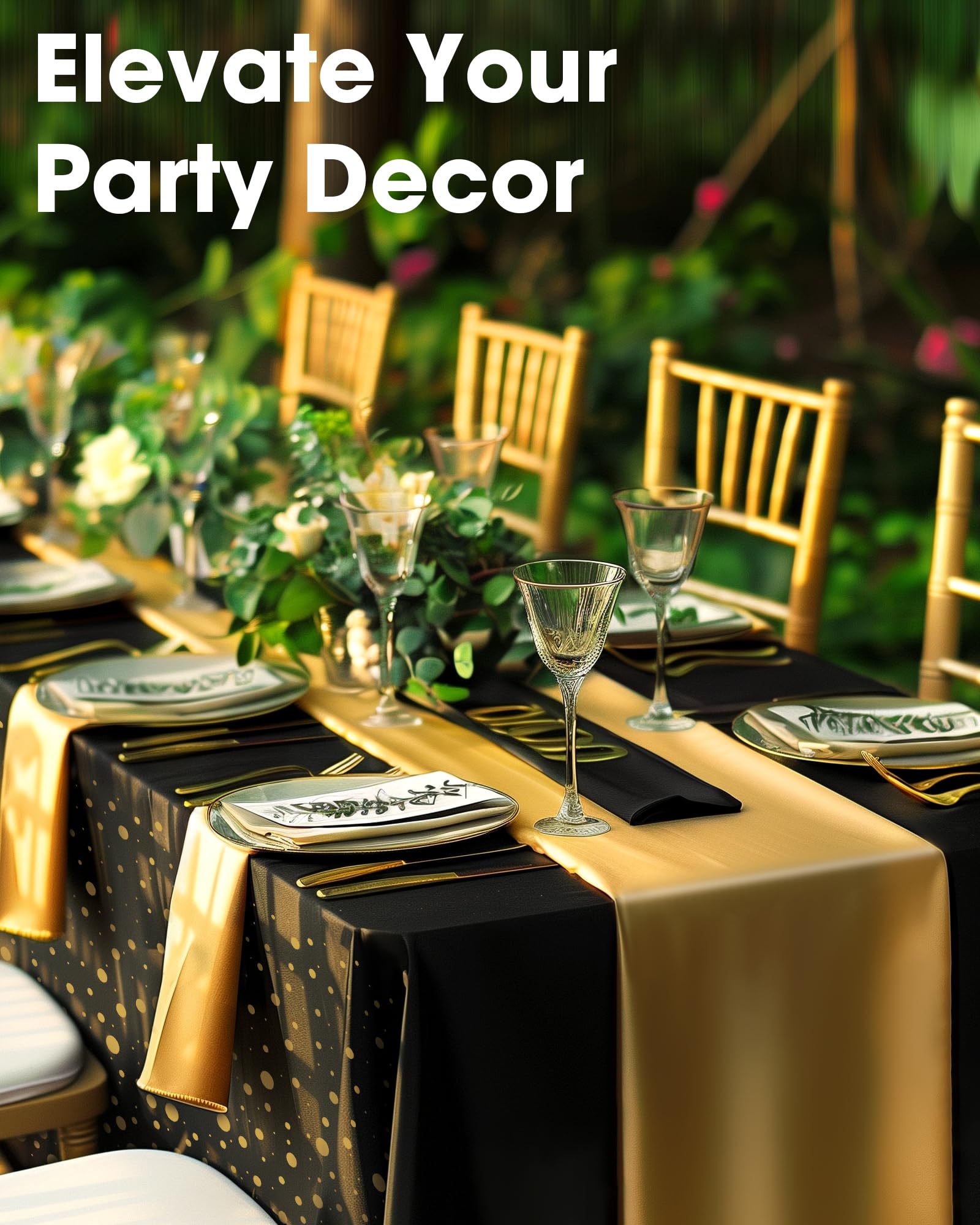 Cinta de mesa dorada de Niuara, complemento ideal para bodas y graduaciones.