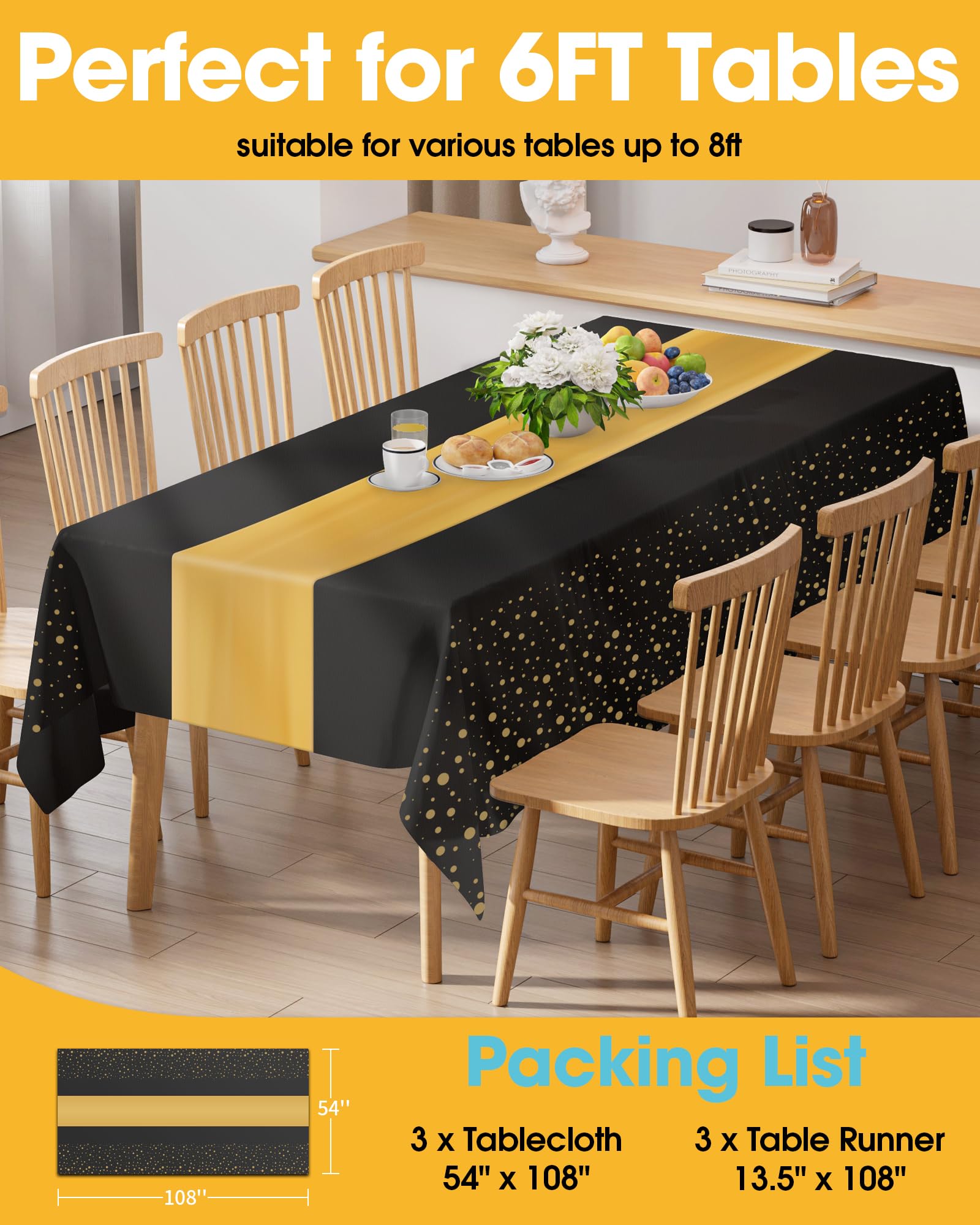 Decoración negro y dorado de Niuara para fiestas modernas.