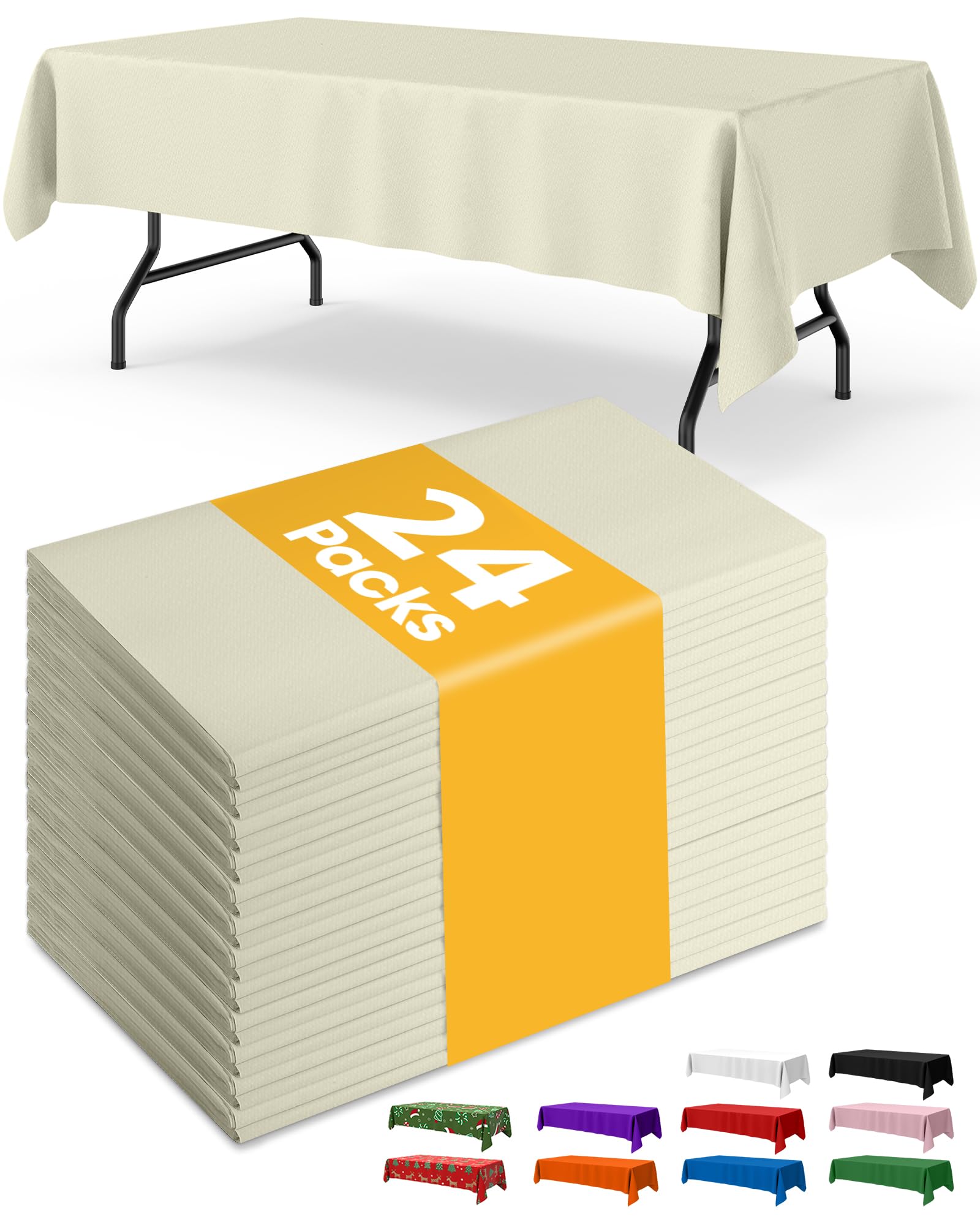 Funda de mesa plástica Niuara marfil 54x108 para 6 pies, protege derrames.