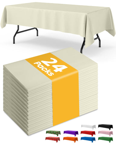 Funda de mesa plástica Niuara marfil 54x108 para 6 pies, protege derrames.