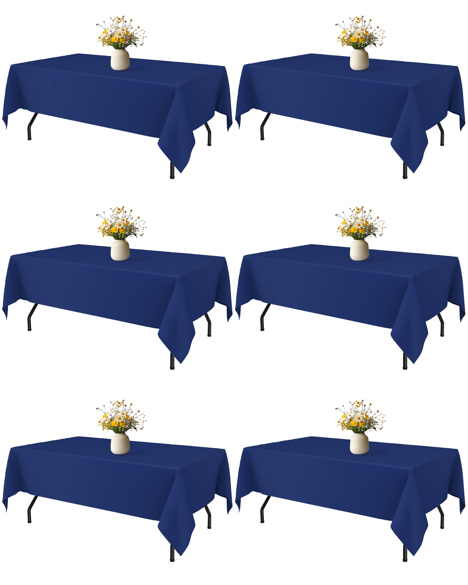 Mantel Niuara azul marino 60×84 para mesa de 5 pies, ideal para bodas y fiestas
