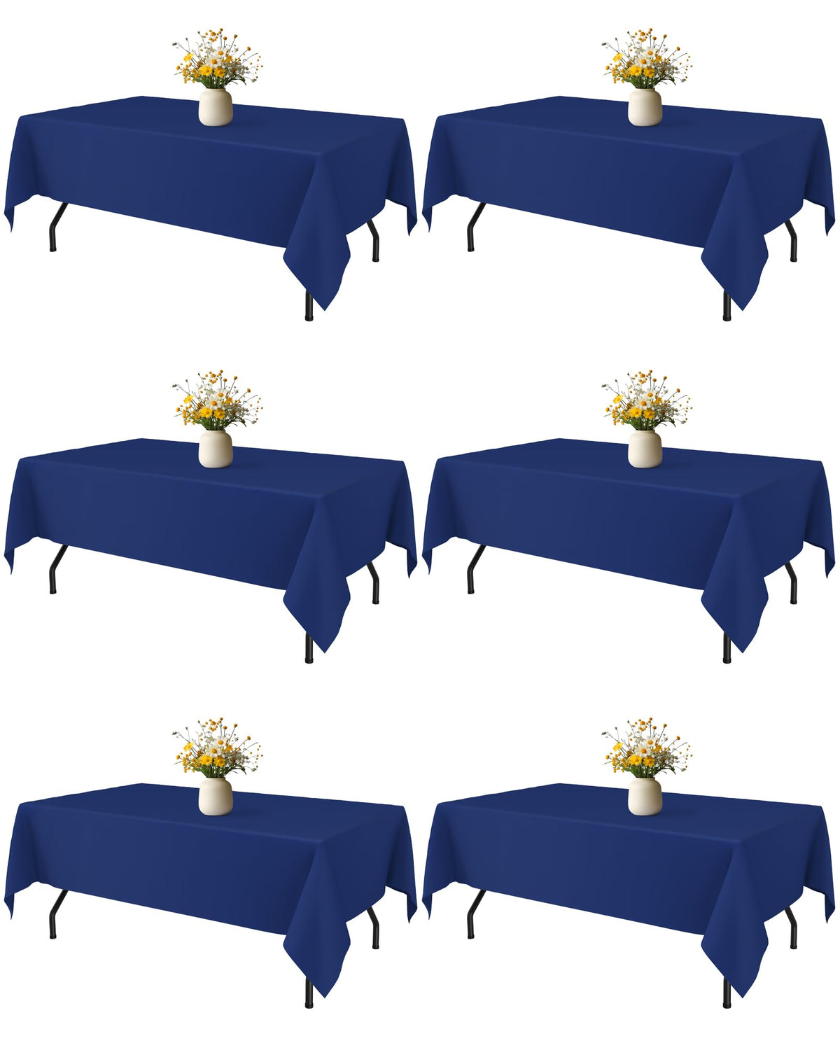 Mantel Niuara azul marino 60×84 para mesa de 5 pies, ideal para bodas y fiestas