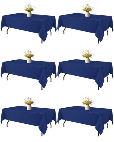 Mantel Niuara azul marino 60×84 para mesa de 5 pies, ideal para bodas y fiestas