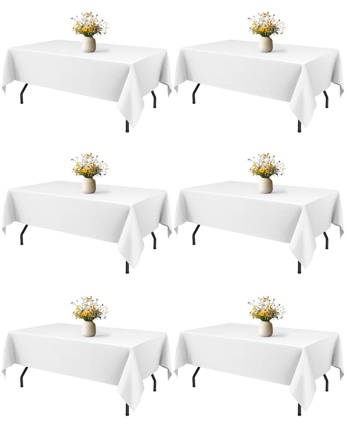 Mantel blanco rectangular Niuara 60x102, ideal para mesas de 5 pies.