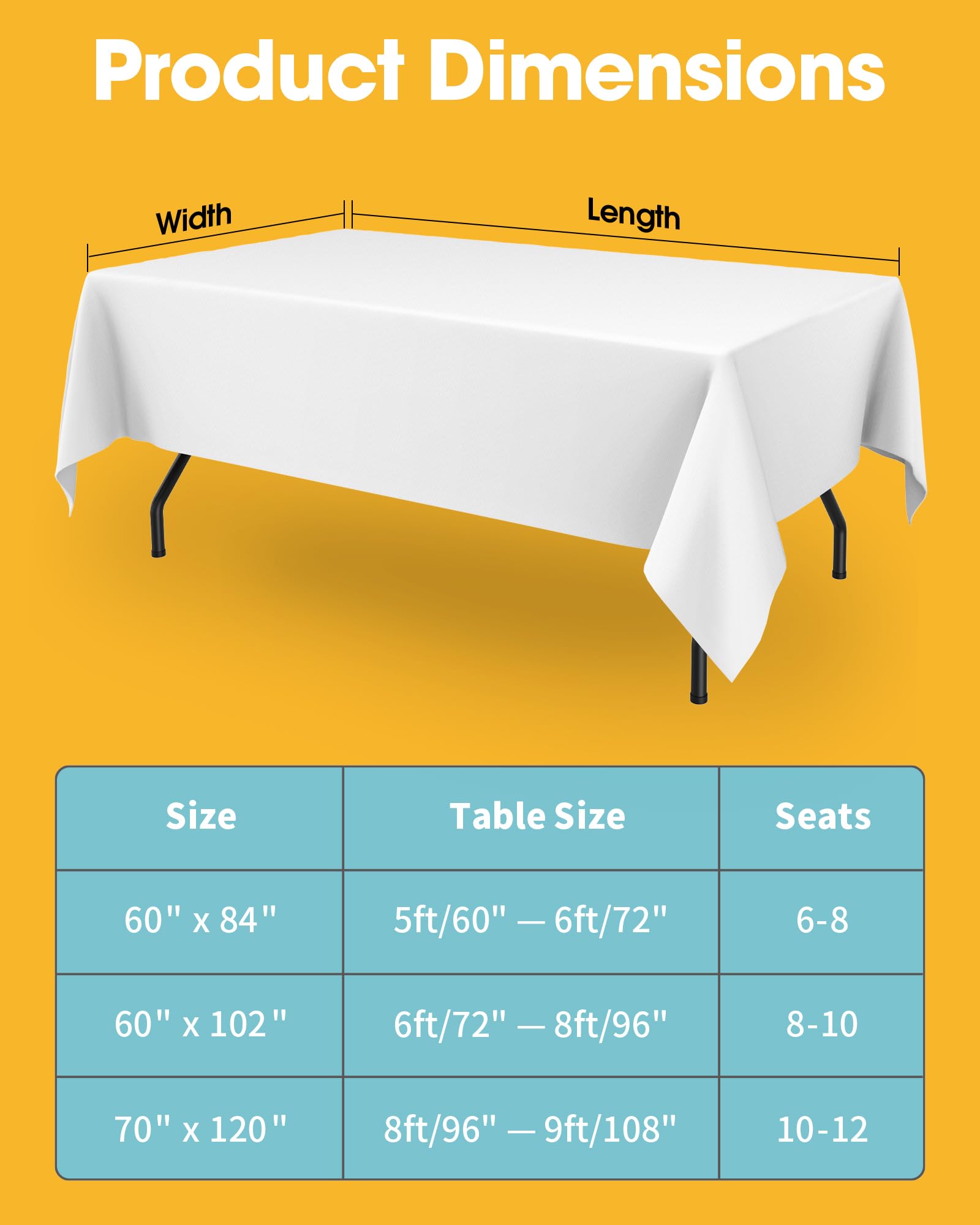 Mantel blanco rectangular Niuara lavable, limpieza rápida tras eventos.