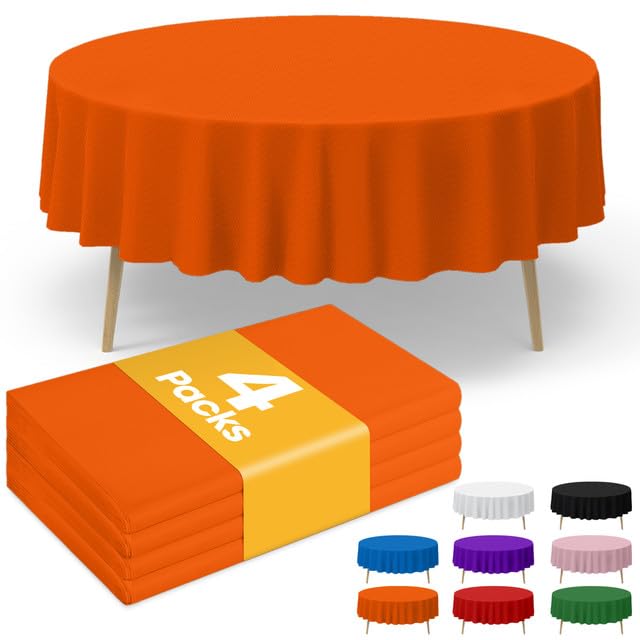 Niuara mantel desechable redondo naranja de 84 pulgadas para 8 a 10 comensales
