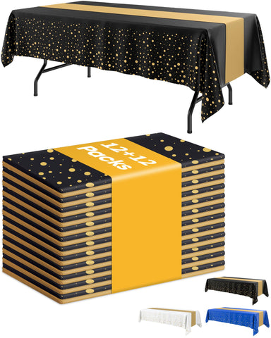 Niuara mantel negro con puntos dorados realza la mesa en eventos elegantes.