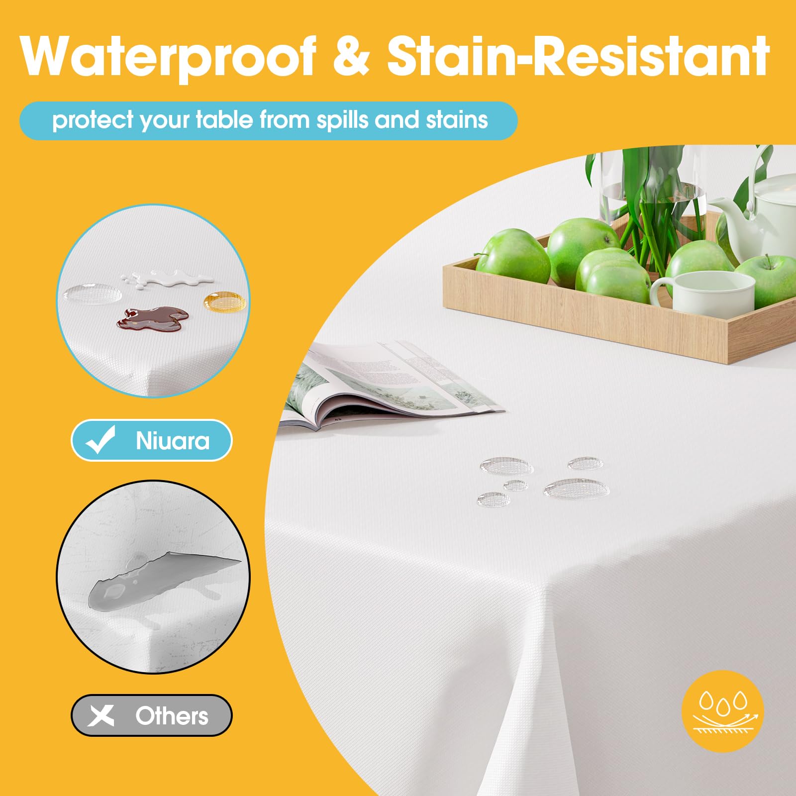 Mantel Niuara impermeable protege la mesa ante derrames y manchas.
