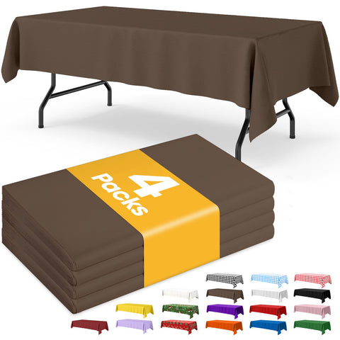 Mantel plástico marrón Niuara para mesa rectangular 54''×108''; protege la superficie durante fiestas