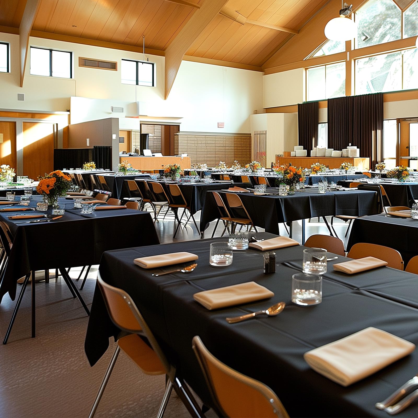 Niuara mantel plástico negro para fiestas, ideal para comidas y eventos