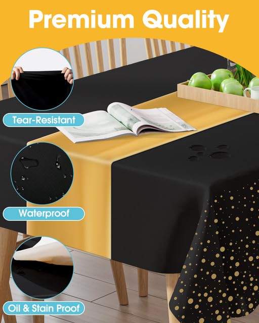 Mantel plástico negro de Niuara, protección rápida para mesas de 6 pies.