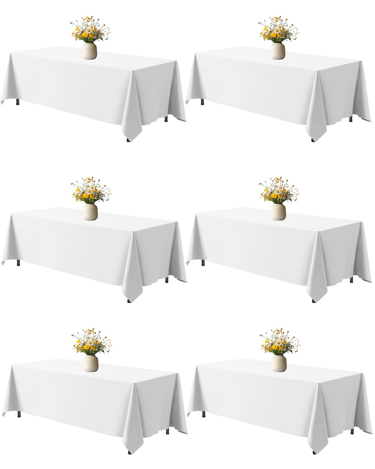 Mantel rectangular blanco Niuara, 70x120, drapeado elegante y fácil de limpiar.