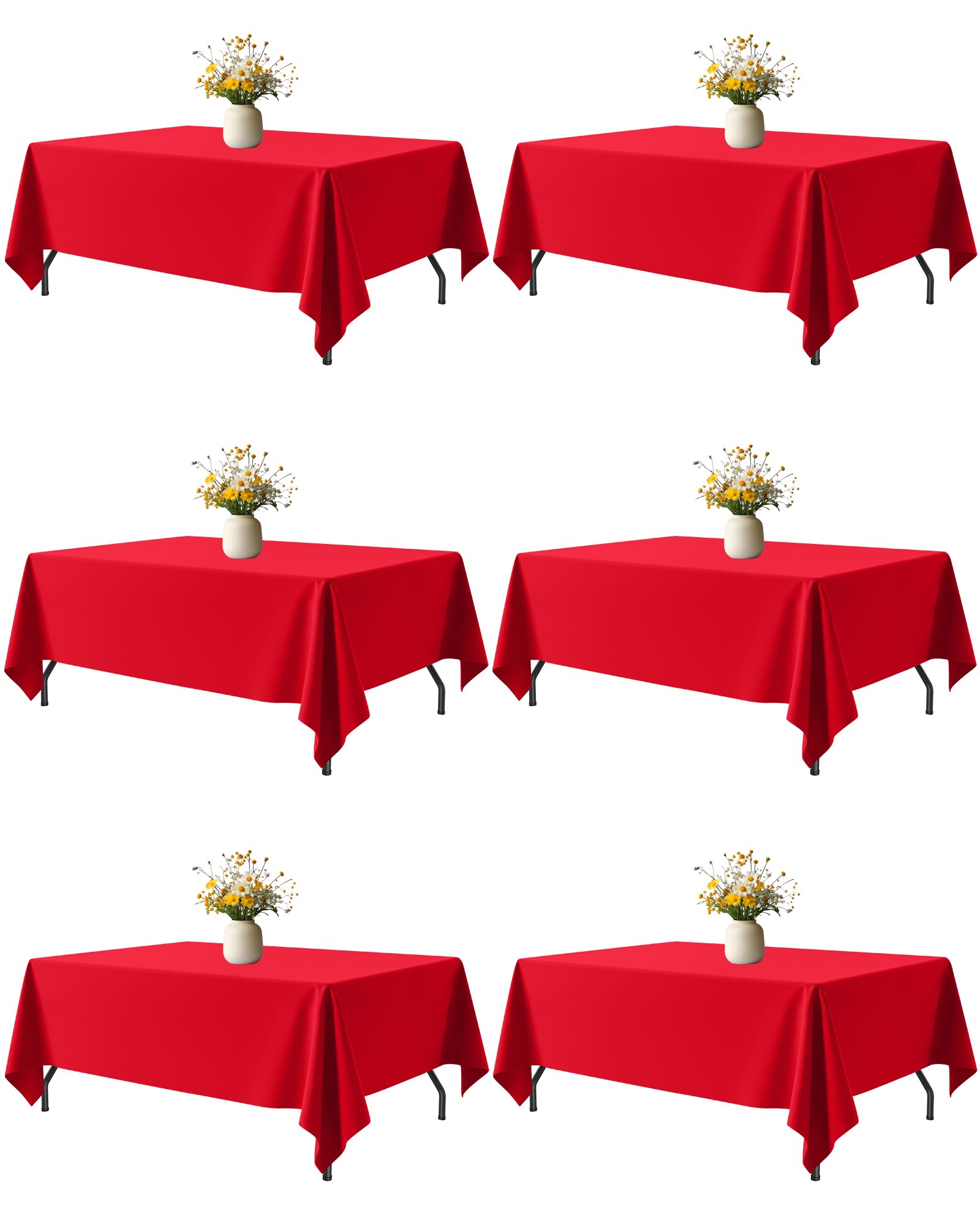 Mantel Niuara rojo rectangular 60x102, conjunto de 6, ideal para mesas de 5 pies.