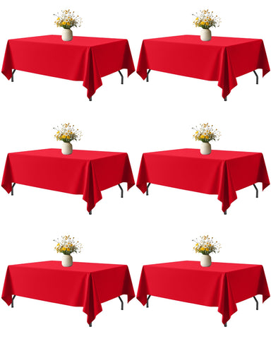 Mantel Niuara rojo rectangular 60x102, conjunto de 6, ideal para mesas de 5 pies.