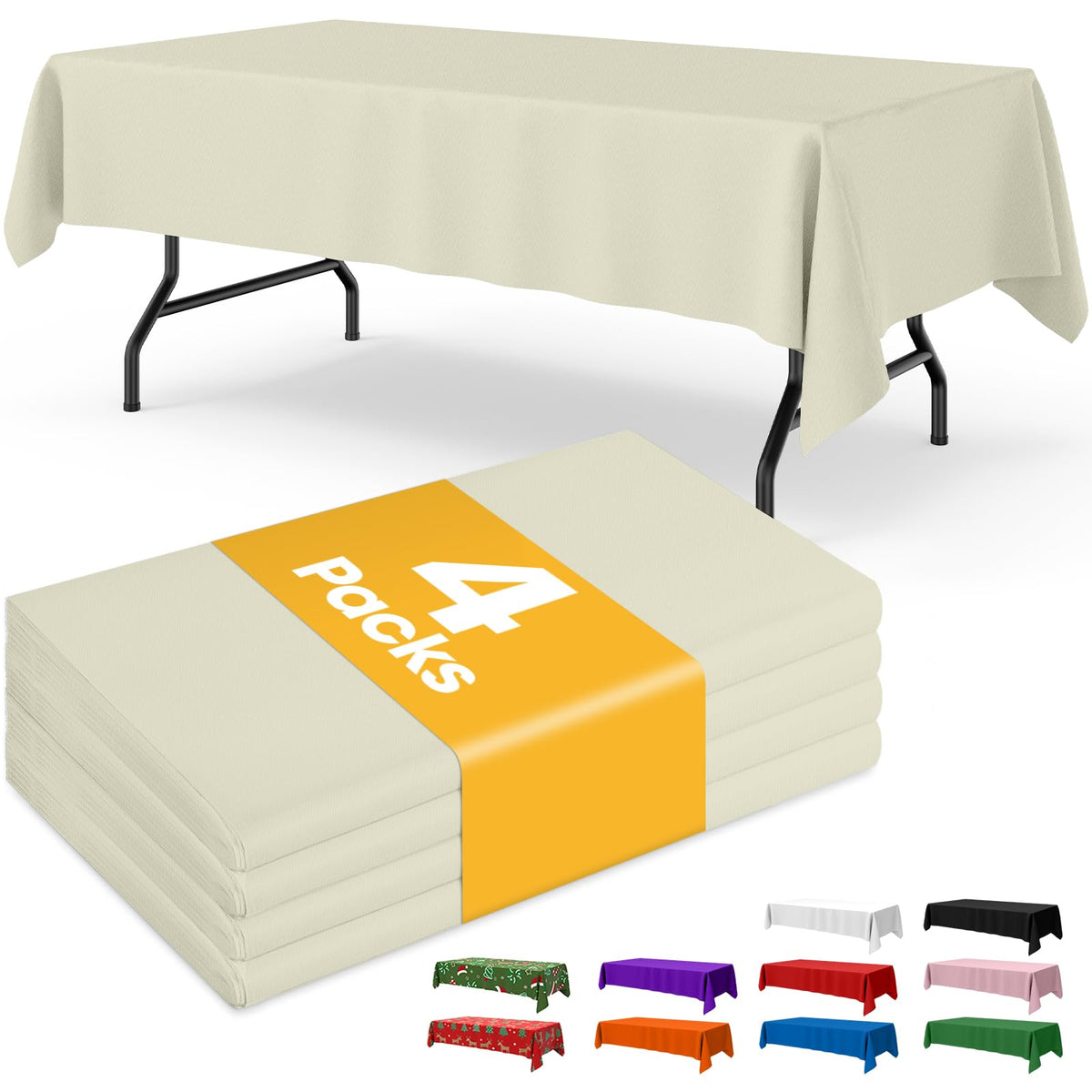 Mantel Niuara de plástico marfil 54x108 para fiestas, protección contra derrames.