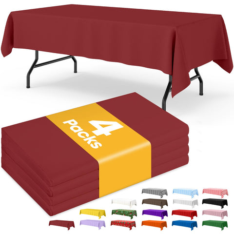 Mantel plástico Burgundy de Niuara para mesas rectangulares, protección contra derrames y limpieza rápida.
