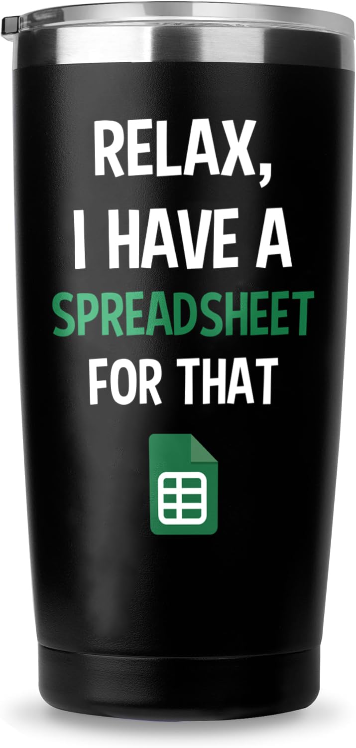 NIUHILEA Taza de hojas de cálculo 20oz, ideal para oficina y regalos.