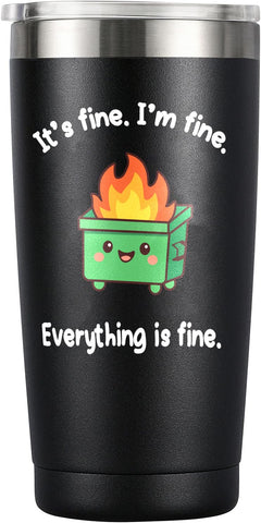 NIUHILEA taza termica con fuego de basura, diseño divertido para oficina.