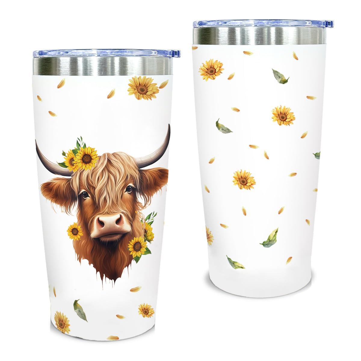Vaso termico NIUHILEA Highland Vaca 20oz mantiene bebidas caliente y fría en viaje.