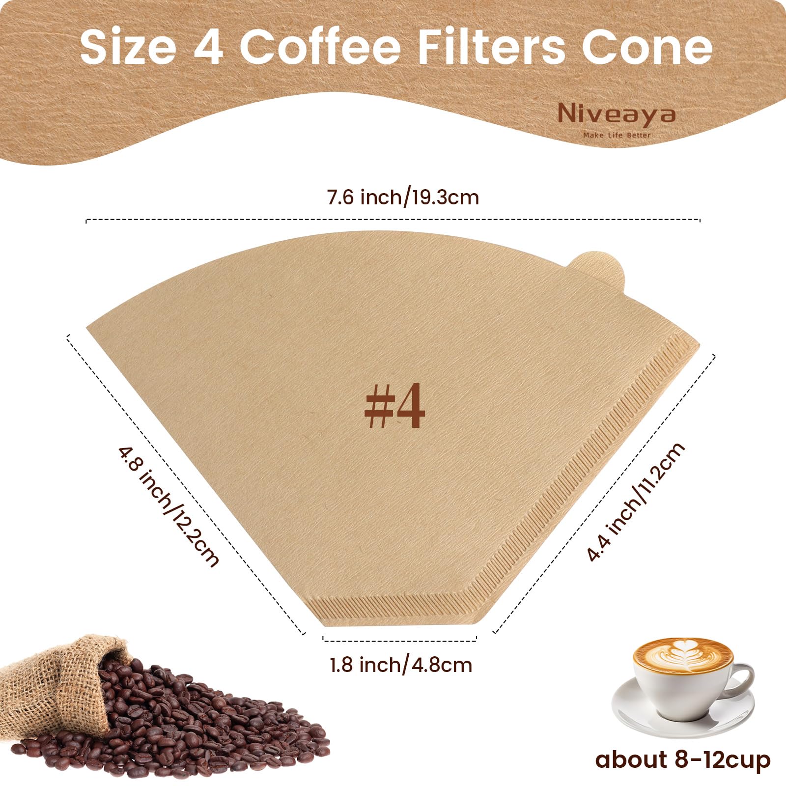 Filtro de cono Niveaya para 8-12 tazas, ideal para cafetera de goteo