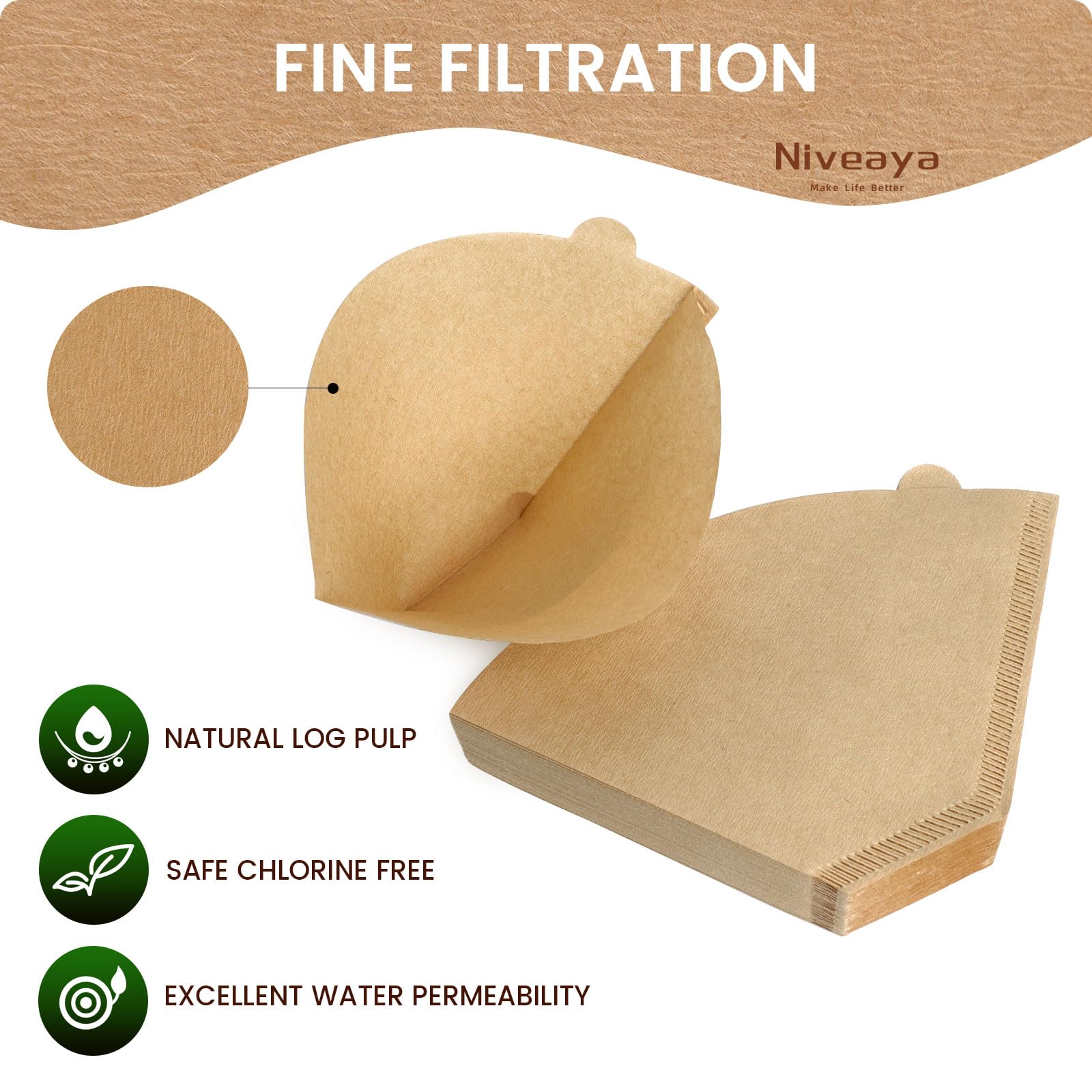 Conjunto de filtros desechables Niveaya, opción ecoamigable para café