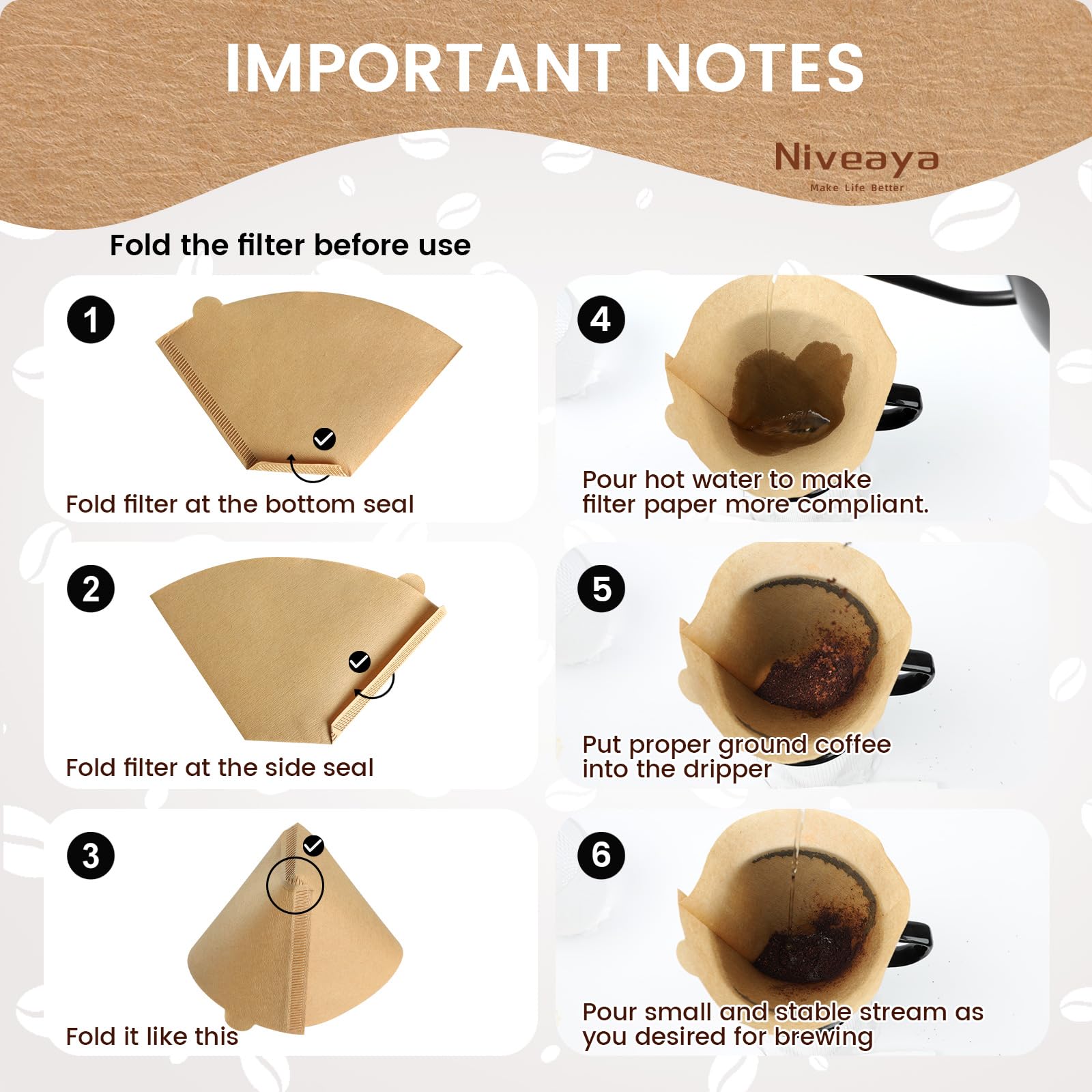 Papel natural de pulpa de madera Niveaya para filtrado seguro