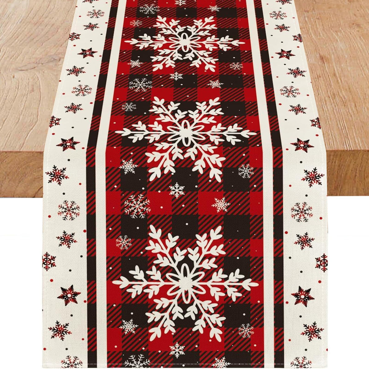 Niviy corredor de mesa navideño con copo de nieve para crear ambiente festivo.